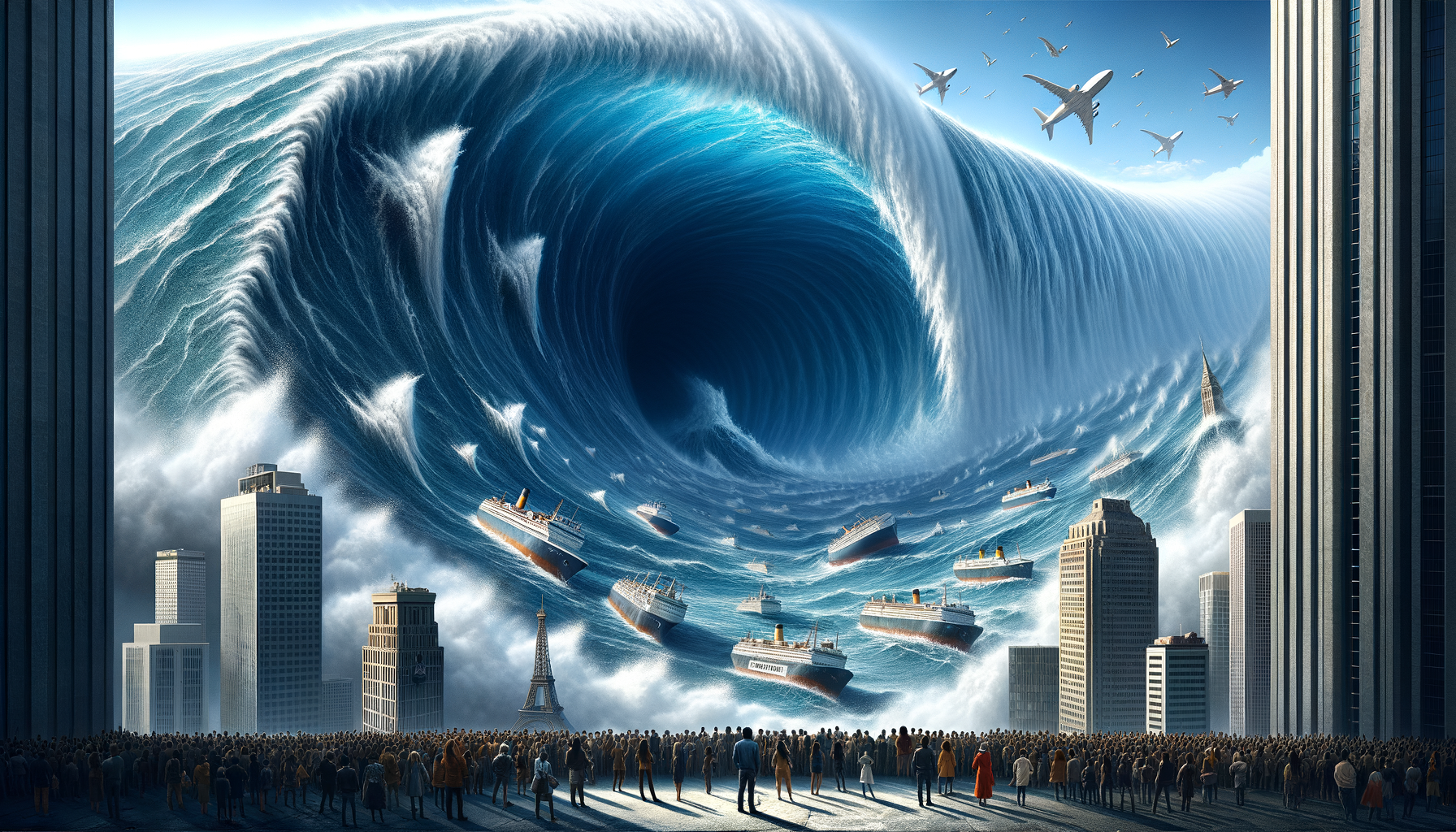 The Wave That Ate the World - Three-Stage Timeline Infographic