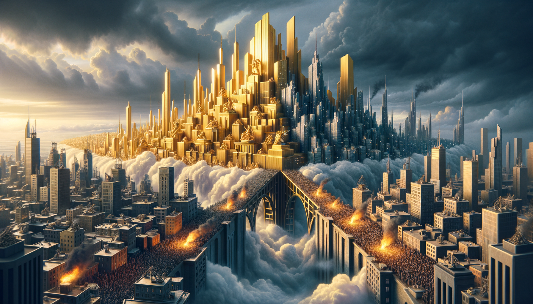 The Great Divide - Three-Stage Timeline Infographic