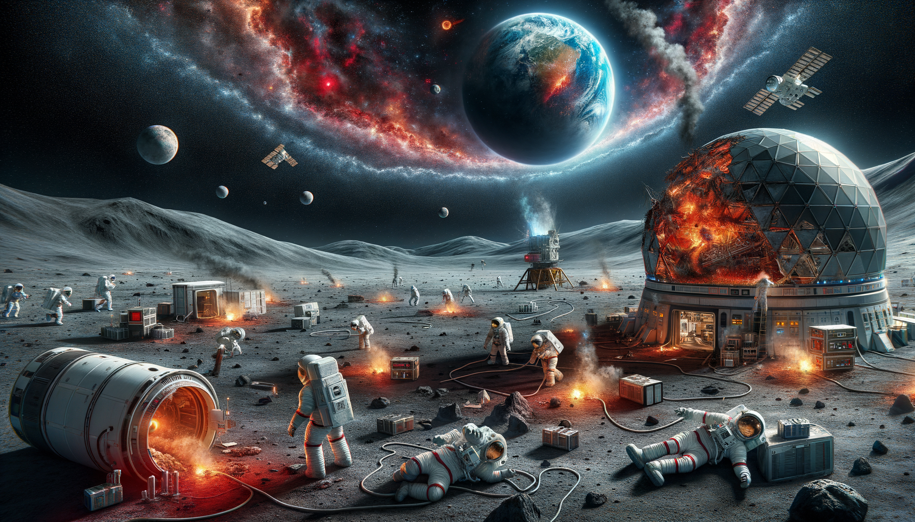 Lunar Catastrophe - Three-Stage Timeline Infographic